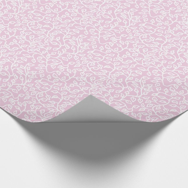 Lacy White Mönster i Löv på Blek Fondant Rosa Presentpapper (Hörn)