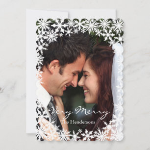 Lacy Winter Photo Helgdag Card Julkort