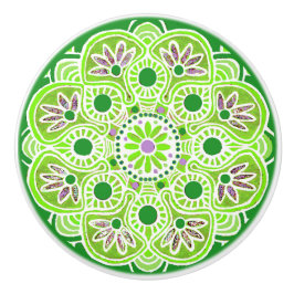 Låda Drag av kalkgrönt mönster keramiskt knopp