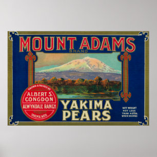 Låda LabelYakima, WA för monteringsAdams Pear Poster