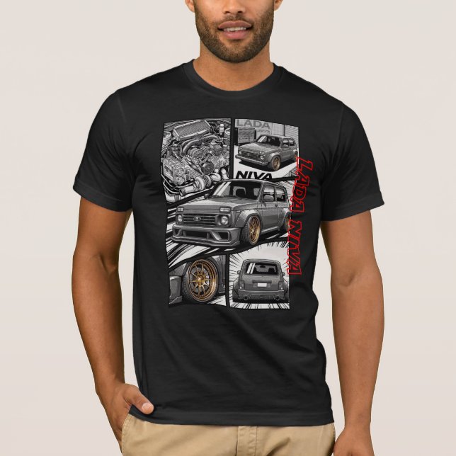 Lada Niva JDM Manga Panel T Shirt (Framsida)