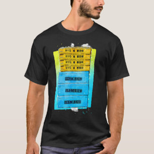 Låda Staplad japansk Ord Kanji-text W T Shirt
