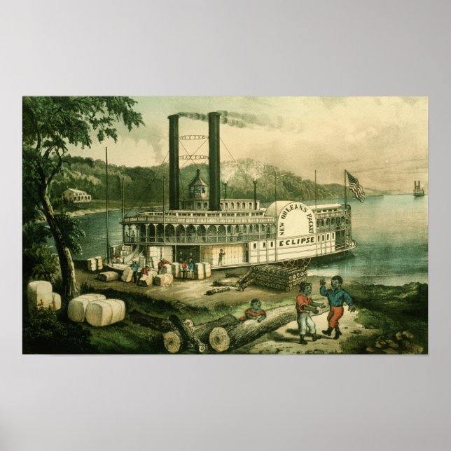 Ladda bomull på Mississippi, 1870 Poster (Framsidan)