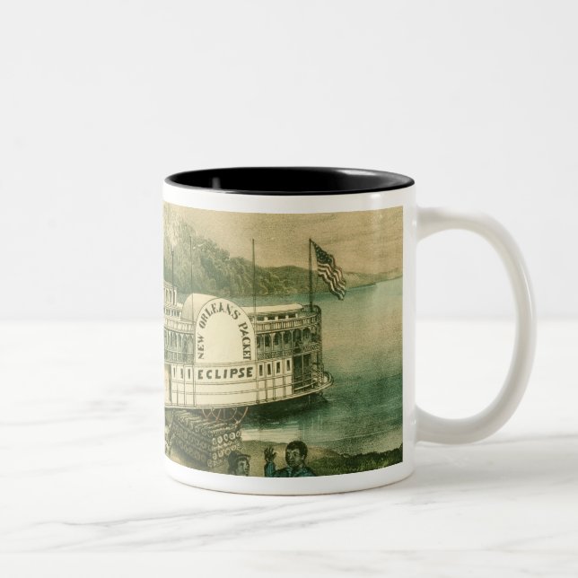 Ladda bomull på Mississippi, 1870 Två-Tonad Mugg (Höger)