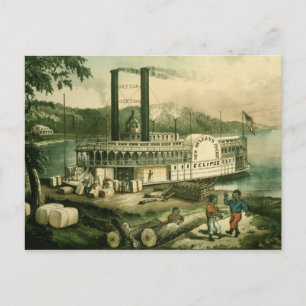 Ladda bomull på Mississippi, 1870 Vykort