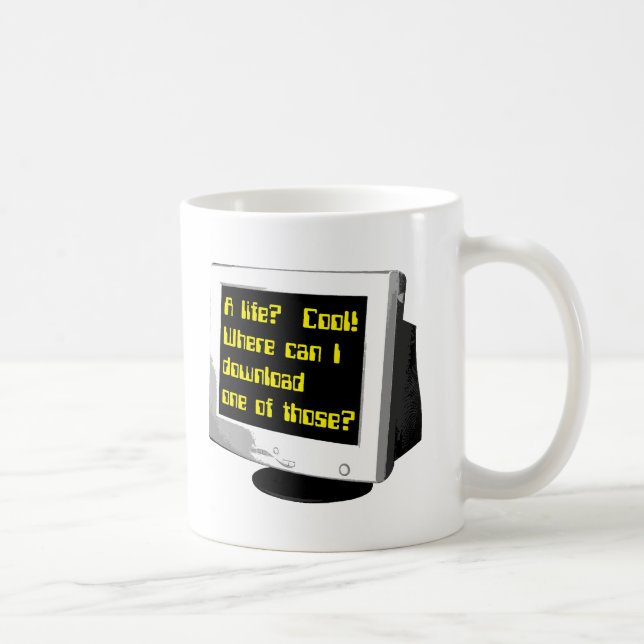 Ladda ner A Life Funny Mug Datorhumor Kaffemugg (Höger)