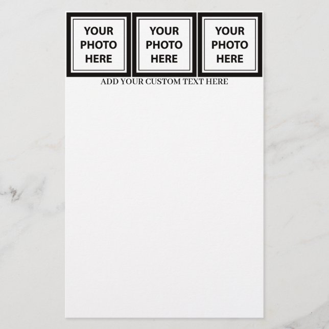 Ladda upp 3 foton och lägg till text - Anpassa Bil Brevpapper (Framsida)