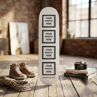 Ladda upp 4 bilder & lägg till text – Enkel bild Mini Skateboard Bräda 18,5 Cm