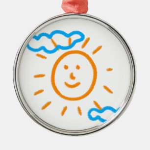 Ladda upp Art Teckning: Vänd barnteckning till Julgransprydnad Metall