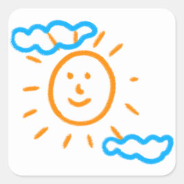 Ladda upp Barn Teckning Vrid barnteckningen till Fyrkantigt Klistermärke