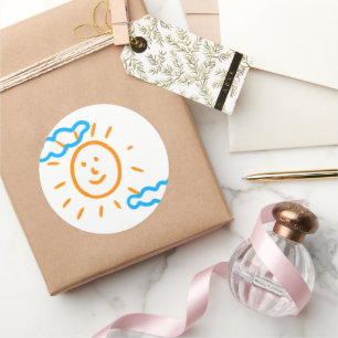 Ladda upp Barn Teckning Vrid barnteckningen till Runt Klistermärke