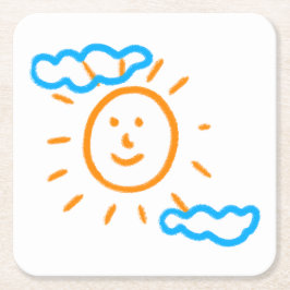 Ladda upp Barn Teckning Vrid barnteckningen till Underlägg Papper Kvadrat