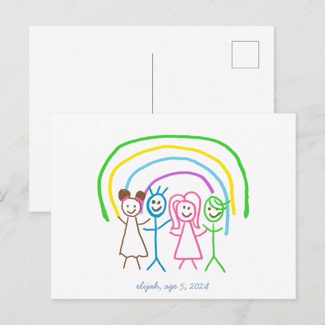 Ladda upp Barn Teckning Vrid barnteckningen till Vykort (Fram/baksida)