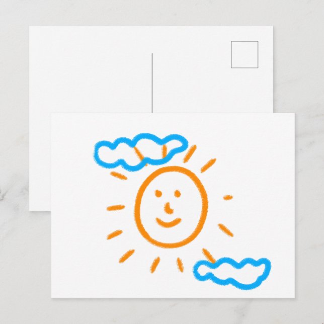 Ladda upp Barn Teckning Vrid barnteckningen till Vykort (Fram/baksida)