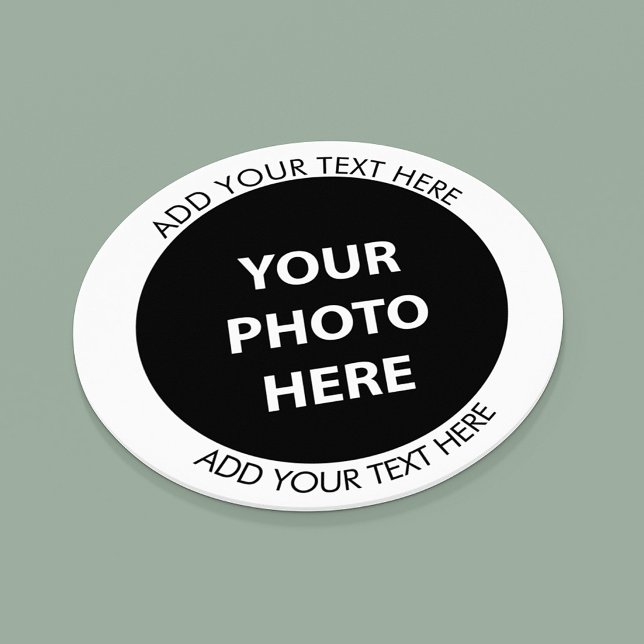 Ladda upp bildfoto & lägg till text – Anpassa Underlägg Papper Rund (Skapare uppladdad)