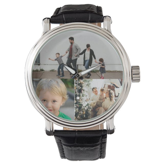Ladda upp din bild 3 fotokollage armbandsur (Framsida)