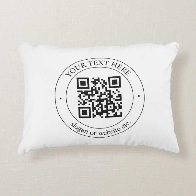 Ladda upp din egen QR-kod & anpassningsbar text Prydnadskudde (Framsidan)