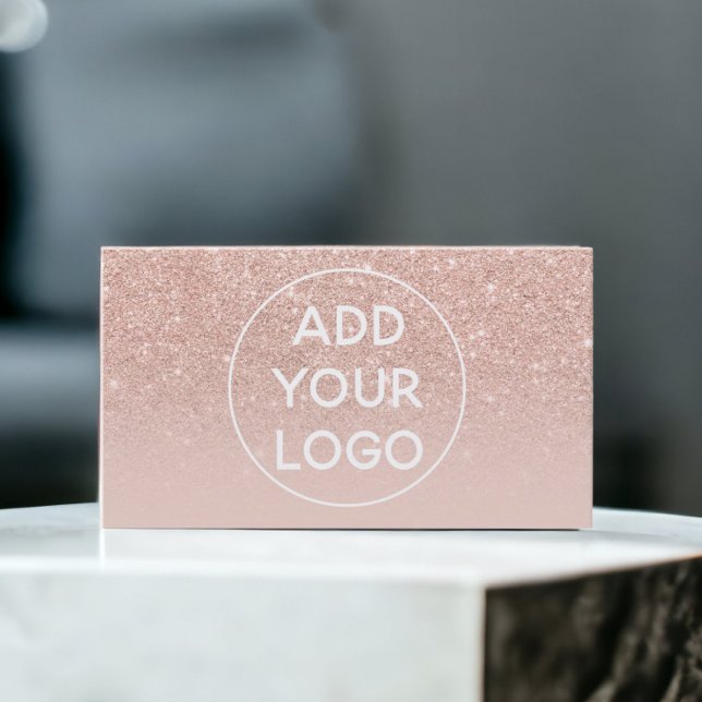 Ladda upp din logotyp chic  ro guld visitkort (Upload your logo chic blush rose gold ombre business card)