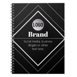 Ladda upp din logotyp och anpassningsbar textdesig anteckningsbok