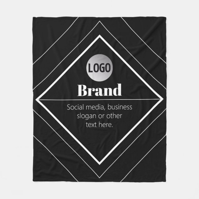 Ladda upp din logotyp och anpassningsbar textdesig fleecefilt (Framsidan)