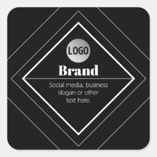 Ladda upp din logotyp och anpassningsbar textdesig fyrkantigt klistermärke