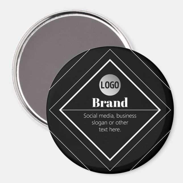 Ladda upp din logotyp och anpassningsbar textdesig magnet (Front/Back)
