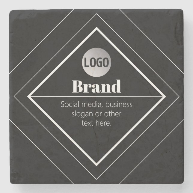 Ladda upp din logotyp och anpassningsbar textdesig stenunderlägg (Framsidan)