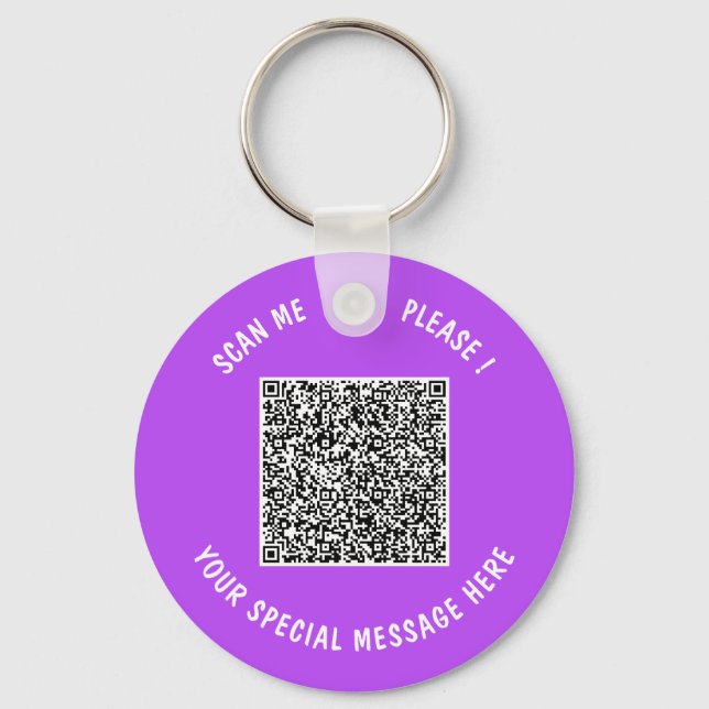 Ladda upp din QR-kod Nyckelring Anpassad text och  (Framsida)