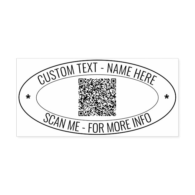 Ladda upp din QR-kod Oval stämpel exempel Anpassad (Design)