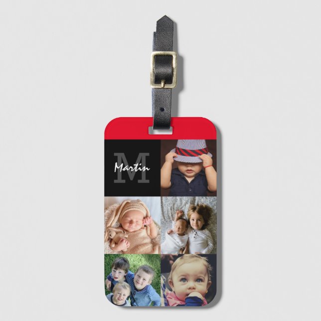 Ladda upp ditt foto-bagagemärke i monogrammet bagagebricka (Framsida vertikal)