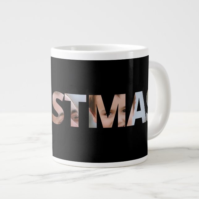 Ladda upp ditt foto i den svarta textjulen jumbo mugg (Framsida höger)