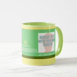 ladda upp ett eget foto, skapa en coola som är grö mugg