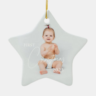 Ladda upp fotot första jul julgransprydnad keramik