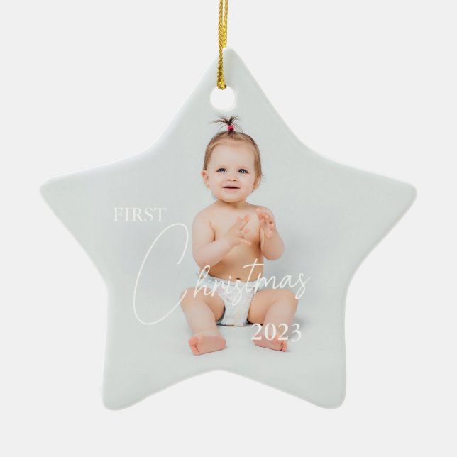 Ladda upp fotot första jul julgransprydnad keramik (Framsidan)