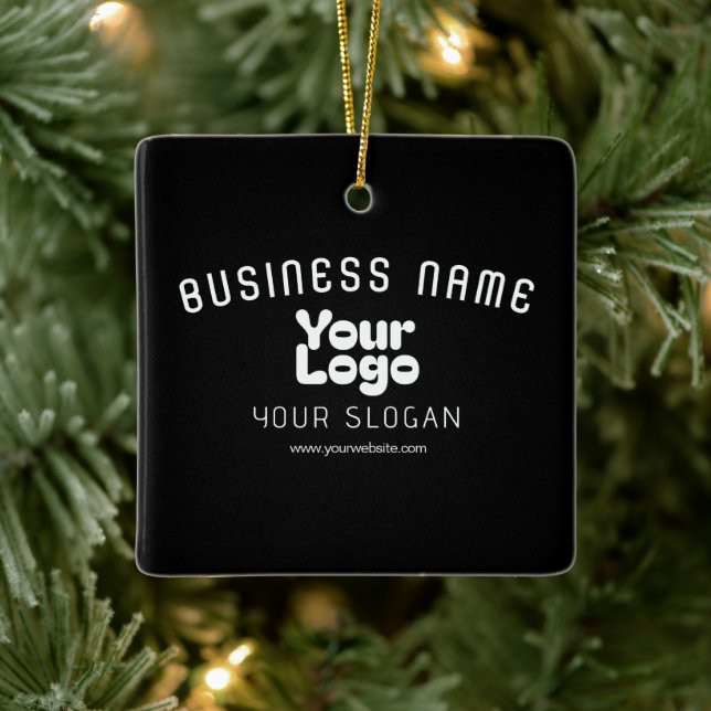 Ladda upp Logotyp Retro-Modern Black & White (redi Julgransprydnad Keramik (Träd)