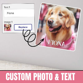 Ladda upp Personlig Hund eller Pet Photo Add Namn  Klistermärken