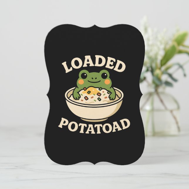Laddad Potatis Padda Rolig Groda Design  Inbjudningar (Stående Fram)