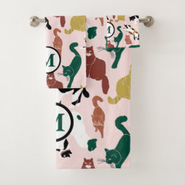 Laddande handdragna katter på rosans bakgrund