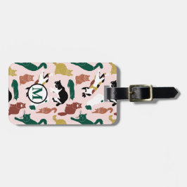 Laddande handdragna katter på rosans bakgrund bagagebricka