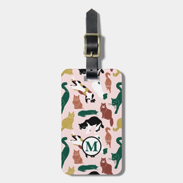 Laddande handdragna katter på rosans bakgrund bagagebricka (Vertikal Framsida)