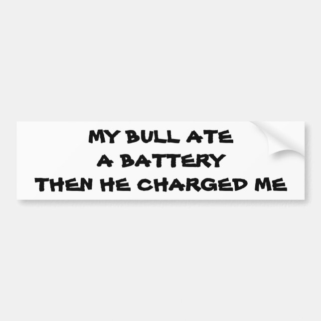 Laddande tjur batteri pun bildekal (Framsidan)