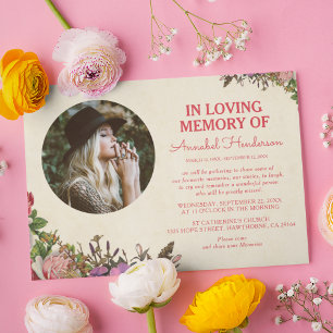 Laddar blommigt i Loving Memory Photo Funeral Inbjudningar