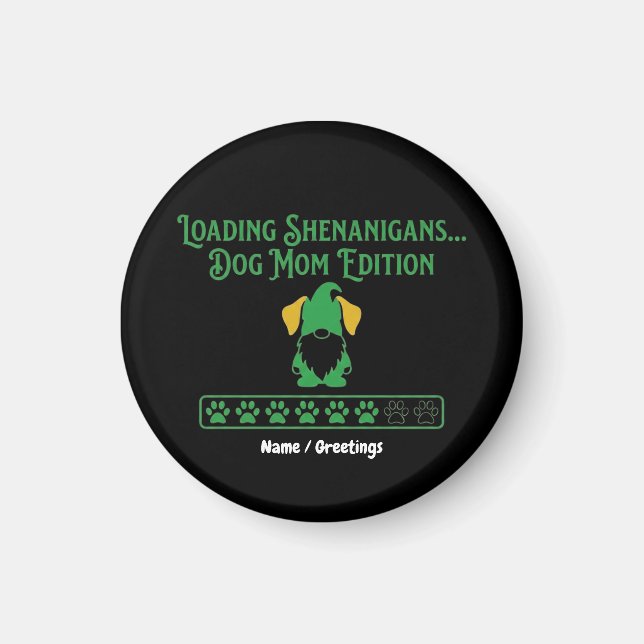 Laddar bus Dog Mamma Gnome St Patrick's Day Magnet (Framsidan)