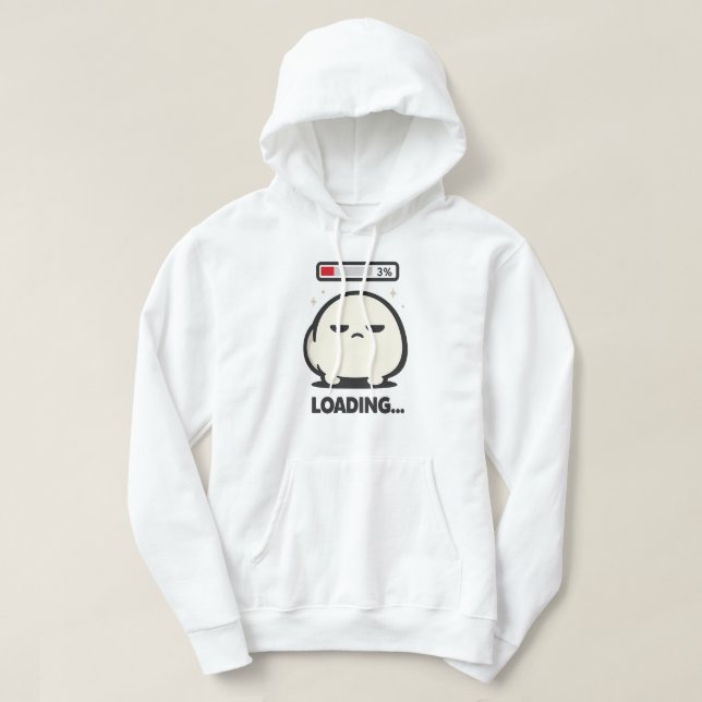 Laddar fortfarande 3% - Söt trött karaktär Rollig  Hoodie (Design framsida)