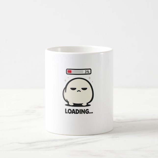 Laddar fortfarande 3% - Söt trött karaktär Rollig  Kaffemugg (Center)