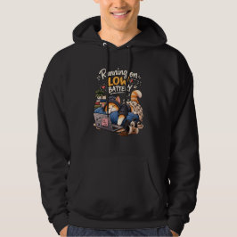 Laddar på Låg Batteri Katt – Rolig Mysig Sömnig Ka Hoodie