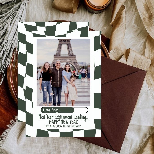 Laddar...Retro Groovy Trendigt Gott Nytt År 2025 Julkort (Skapare uppladdad)