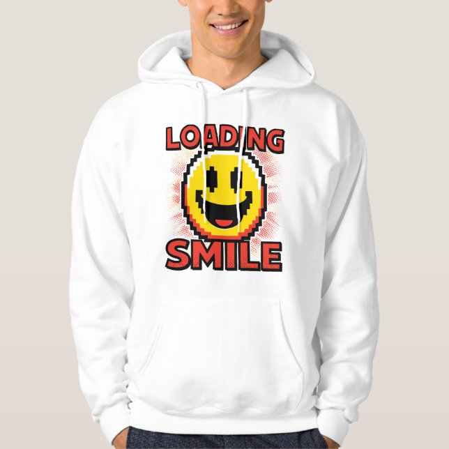 Laddar Smile – Retro Pixel Art 8-Bit Glad Anka Ans Hoodie (Framsida)