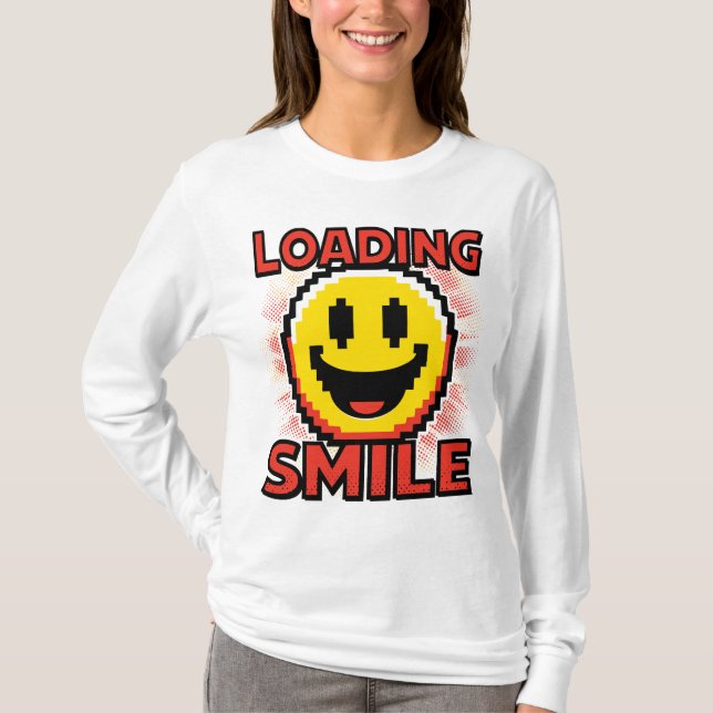 Laddar Smile – Retro Pixel Art 8-Bit Glad Anka Ans T Shirt (Framsida)