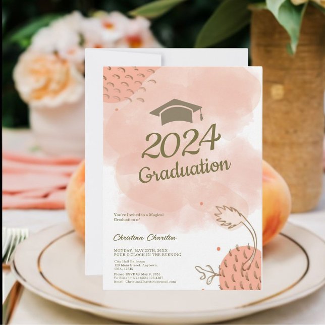 Laddar unika inbjudan till Fuzz Peach Studenten (Celebrate in Style! Charming Grad Invitations Await!)